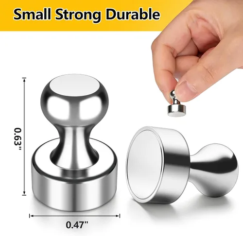Miniatura 5 de VNDUEEY Imanes para refrigerador, imanes pequeños para nevera, 16 piezas, pizarra blanca, chinchetas magnéticas, fuertes clips magnéticos para Plata