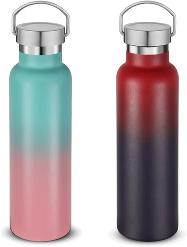 Miniatura 15 de Neihepal Paquete de 4 botellas de agua aisladas de 20 onzas, botella deportiva de doble pared de acero inoxidable con tapa de asa, termo Bubble gum