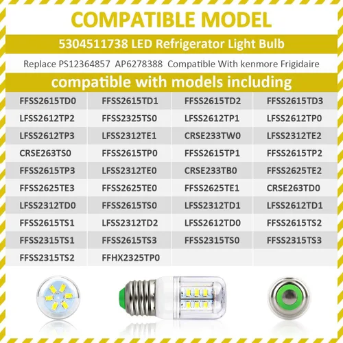 Miniatura 7 de EAGLEGGO KEI D34L - Bombilla de repuesto para refrigerador Frigidaire Kenmore Electrolux 5304511738 LED para reemplazar PS12364857 AP6278388 4584444
