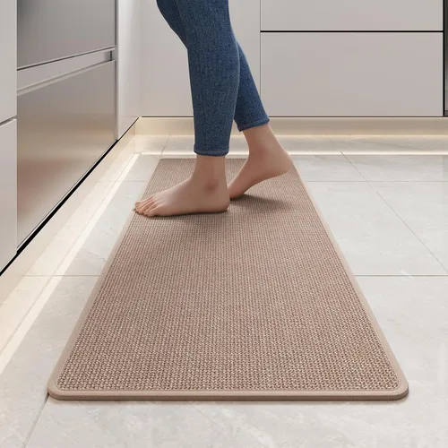 Miniatura 38 de YDKGL Tapetes de cocina para piso, alfombras de cocina súper absorbentes, antideslizantes, lavables, de lino sintético suave trenzado, alfombra