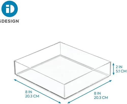 Miniatura 3 de Organizador Clarity de InterDesign para tocador, adecuado para cosméticos y productos de belleza, 8 x 12 x 2 pulgadas, transparente