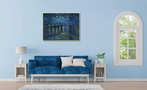 Miniatura 4 de Wieco Art – Impresiones en lienzo enmarcadas Giclee de La noche estrellada sobre el Ródano, cuadros de Van Gogh, reproducción de pinturas