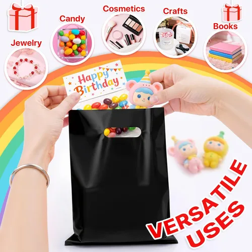 Miniatura 6 de ANZNKU 50 bolsas negras de recuerdo de fiesta, 8 x 11 pulgadas, bolsa de regalo para dulces de Pascua, joyas artesanales, bolsas de regalo
