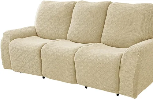 Miniatura 5 de vctops Fundas elásticas para sofá reclinable de 8 piezas, fundas de jacquard grande para sofá reclinable de 3 asientos, protector suave Blanco