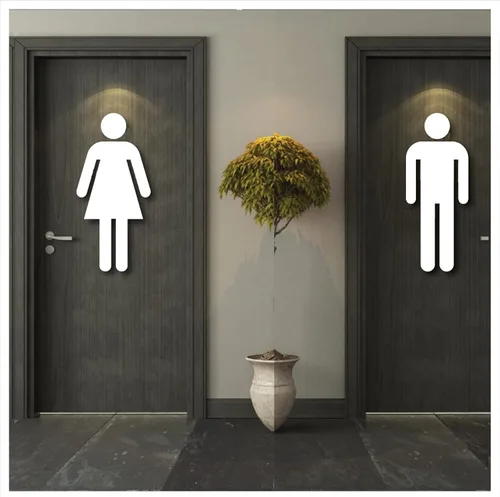 Miniatura 8 de Letrero grande de 20 pulgadas de alto para pared de hombre y mujer, adhesivo fuerte seguro para pared, diseño artístico mural para baño, baño, baño