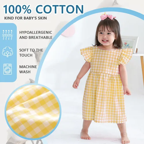 Miniatura 4 de Zanie Kids Vestidos de Pascua para niñas, vestido de verano para niñas, ropa de juego, trajes de fotos familiares