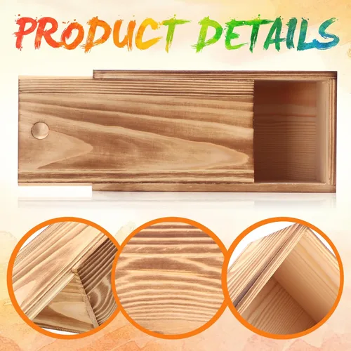 Miniatura 4 de Suzile 6 cajas de madera sin terminar con tapa deslizante, 7.87 x 3.94 x 3.15 pulgadas, caja de regalo pequeña de madera rectangular para Marrón