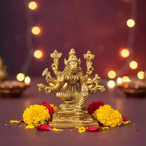Miniatura 5 de LOVENSPIRE Estatua de la diosa Varahi Devi Amman de latón macizo para Pooja (3 pulgadas) – Ídolo de la deidad espiritual india para decoración