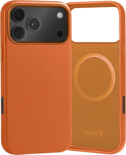 Miniatura 7 de Funda de cuero premium TORRO Compatible con iPhone 17 Pro 6.3” 2025 – Cuero genuino MagSafe Compatible, Funda de parachoques ultra delgada (Negro)