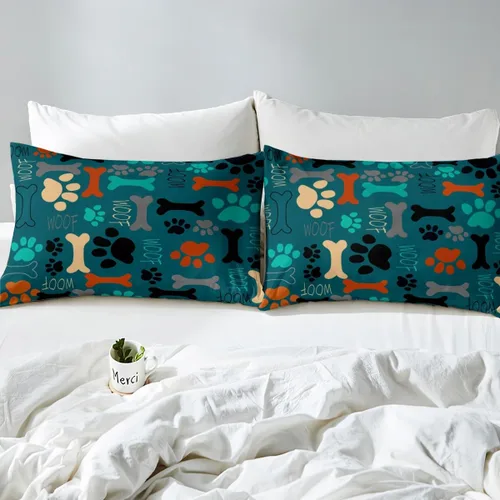 Miniatura 4 de Sábanas de cama con estampado de patas de perro para niños, sábana bajera ajustable de huesos coloridos para los amantes de los perros