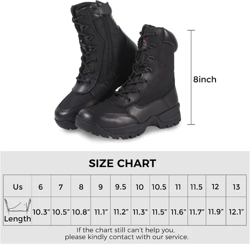 Miniatura 7 de WIDEWAY Botas de trabajo tácticas militares de 8 pulgadas con cremallera lateral ligeras de combate del ejército botas de trabajo duraderas