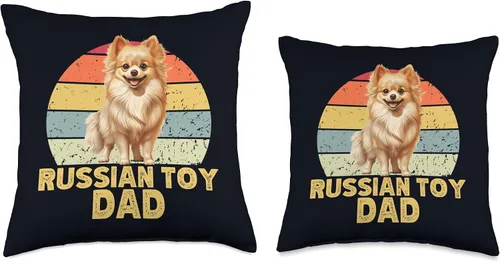Miniatura 3 de Russian Toy Dog Lover Heartbeat EKG Gifts & Tees Rusia Toy Dad Retro Sunset Funny para los amantes de los perros, almohada de 16 x 16 pulgadas