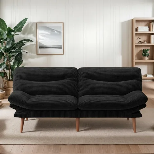 Miniatura 16 de Sofá cama futón de 75 pulgadas, futón 3 en 1 con respaldo y reposabrazos ajustables, sofá cama convertible pequeño plegable con cojín extraíble