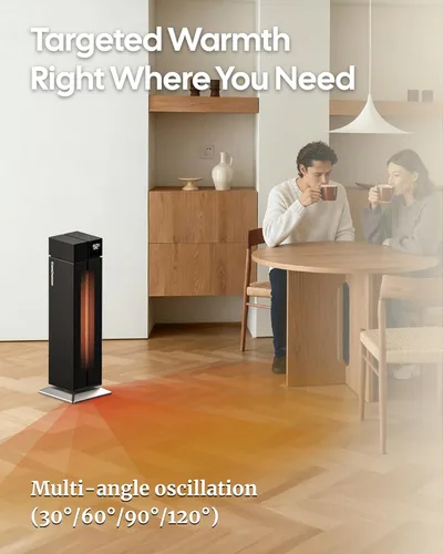 Miniatura 5 de Calentador de espacio para habitación grande, calentadores eléctricos de 25 pulgadas para uso en interiores con oscilación de 120°, 3 niveles