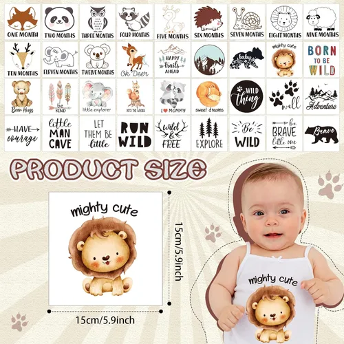 Miniatura 2 de Teling 36 calcomanías para planchar para baby shower, juegos de calcomanías de transferencia para planchar, parches de calcomanías de transferencia