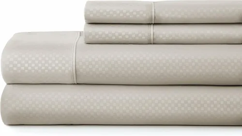 Miniatura 2 de ienjoy Home - Juego de sábanas de 4 piezas con estampado a cuadros en relieve, color crema 2-Crema a cuadros