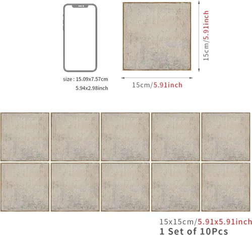 Miniatura 6 de Alwayspon Vinilo adhesivo efecto piedra, pegatinas para azulejos de pared autoadhesivas, protector antisalpicaduras para cocina y baño, T026
