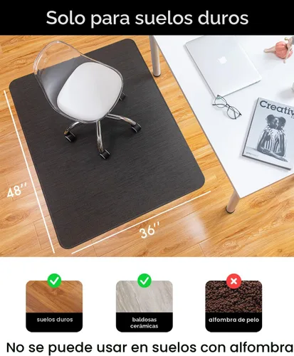 Miniatura 3 de Tapete para silla de oficina para suelo de madera dura debajo del escritorio, tapete para silla rodante de computadora para suelo de Espresso