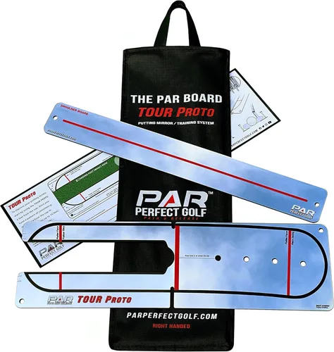 PAR Perfect Putting Mirror "Tour Proto" Combo de 3ª generación con espejo de hombro - (diestro) - Sistema de puesta de gira #1 - La pelota se