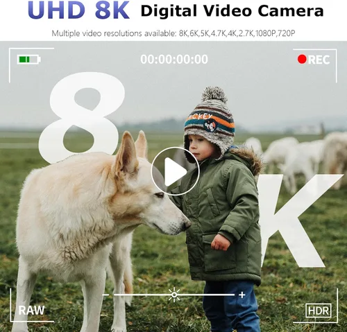 Miniatura 2 de Cámara digital 8K para fotografía, cámara de videoblogs WiFi de 88 megapíxeles para YouTube, pantalla giratoria de 3" 180° y zoom digital 18X