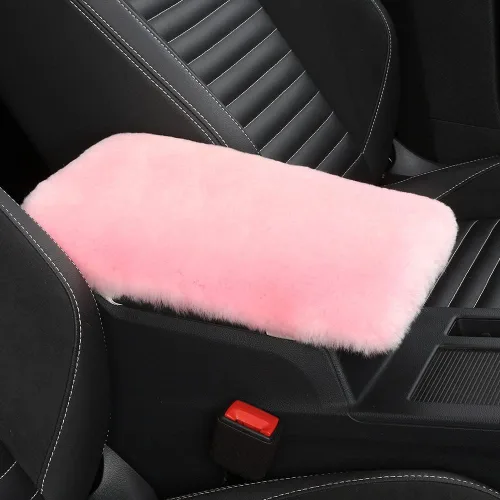 Miniatura 16 de IRIWOOL - Funda de reposabrazos de piel de oveja, cubierta de reposabrazos de auto, cojín suave de consola para coche, cubierta de consola central