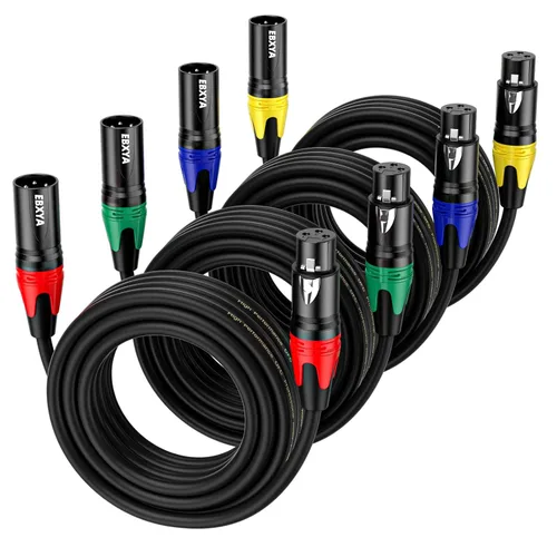 Miniatura 7 de EBXYA Cables XLR, paquete de 6 cables de micrófono XLR macho a hembra, cable de altavoz XLR equilibrado de 3 pines, cable de micrófono multicolor