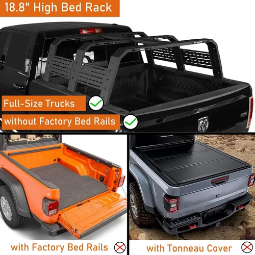 Miniatura 2 de Hooke Road Estante de Cama Overland de 18.8" de Alto para Camiones de Tamaño Completo Sin Rieles de Cama - Compatible con Ford F-150 y Raptor, Dodge