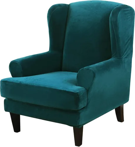 Miniatura 23 de MIFXIN Wingback - Funda para silla, de terciopelo de 2 piezas, elásticas, con funda de cojín, suave, lavable, protector de muebles para sala