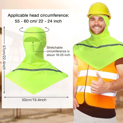 Miniatura 2 de Pasamontañas de verano de 4 piezas, protección solar, pasamontañas de cara completa con tira reflectante, refrescante, transpirable, cubre cuello