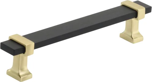 Miniatura 20 de Amerock Mango de gabinete Cromo negro/Oro cepillado 3-3/4 pulgadas (96 mm) de centro a centro Overton paquete de 1 unidad Jaladera