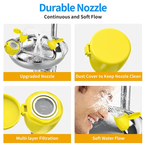 Miniatura 4 de Combinación de ducha de lavado de ojos de emergencia, estaciones de lavado de ojos de seguridad, acero inoxidable 304 grado industrial y comercial