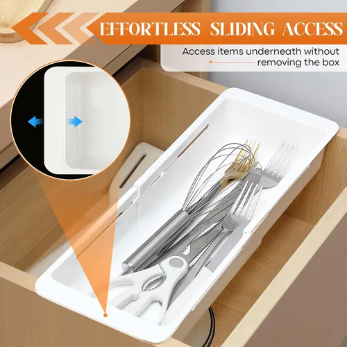 Miniatura 4 de Paquete de 1 Organizadores de Cajones Profundos, Organizador de Cajón Deslizante Expandible y Ajustable para Utensilios de Cocina, Toallas
