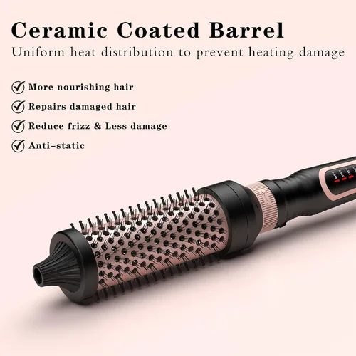 Miniatura 2 de Juego de cepillo térmico 3 en 1 con calentamiento iónico redondo que crea volumen y un estilo de cabello más suave para cabello completamente seco