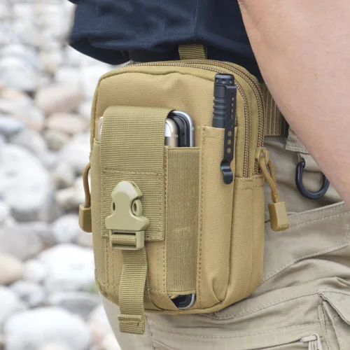 Miniatura 3 de Deporte al aire libre Hombres Mujeres Riñonera Bolsa de cinturón Bolsa de bicicleta Bolsa táctica Caza Muslo Bolsa Nylon Teléfono Cartera (Negro)
