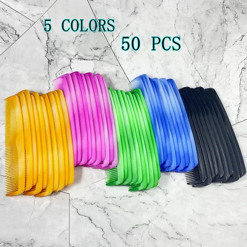 Miniatura 6 de zYoung Juego de 50 peines de pelo de plástico fino con bolsillo para mujeres y hombres, peine de aderezo fino, Peines para cabello
