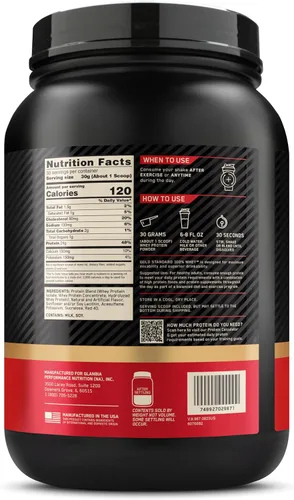 Miniatura 10 de Optimum Nutrition Polvo de proteína de suero de leche 100% de oro, fresa y plátano, 2 libras (el embalaje puede variar)