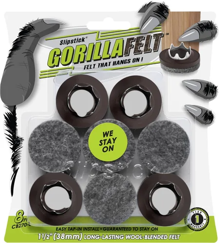 Miniatura 12 de GorillaFelt CB270 - Protectores de piso para muebles (juego de 4) almohadillas de fieltro para muebles con tapa garantizadas para permanecer
