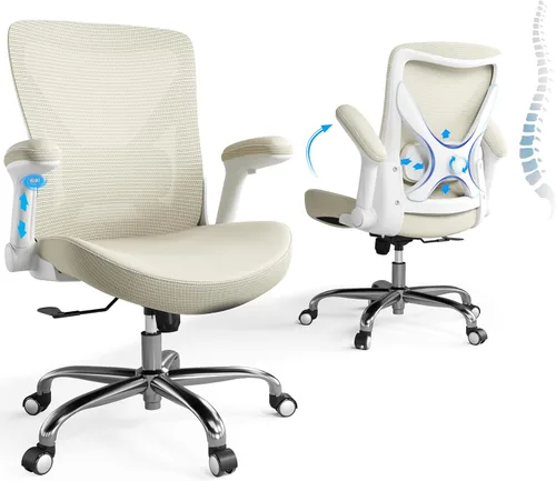 Ergalithic Silla de Oficina Ergonómica para Hogar y Computadora - Silla X en Forma de Malla con Cuero PU y Soporte Lumbar Ajustable - Silla