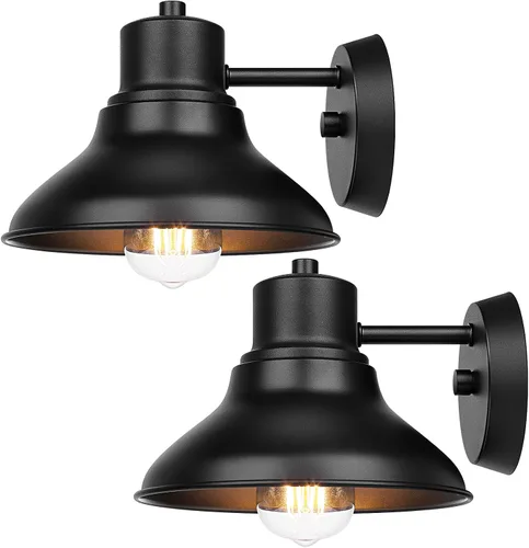 Miniatura 8 de Paquete de 2 luces de porche de cuello de ganso para exteriores, accesorios de luz de granero impermeables para montaje en pared, aplique de pared