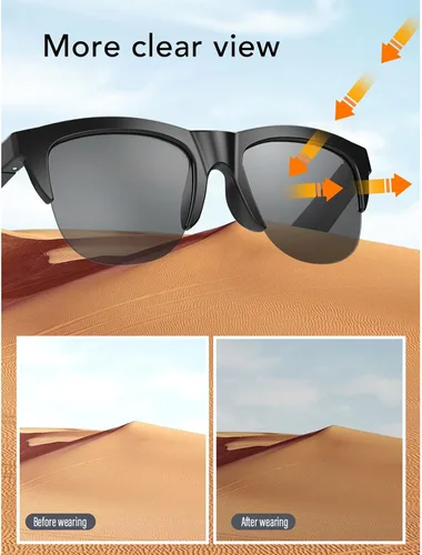 Miniatura 4 de Lentes de sol inteligentes, control táctil U V 400, gafas deportivas al aire libre, lentes de audio de dientes azules para hombres y mujeres