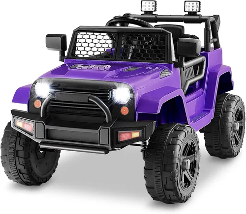 Miniatura 12 de Costzon Vehículo de camión con batería de 12 V con control remoto, suspensión de resorte, faros, música, bocina, MP3, puerto USB y auxiliar, regalo
