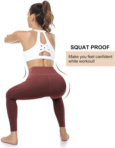 Miniatura 4 de RIMLESS 7 Leggings para mujer con bolsillos de cintura alta, pantalones de yoga de algodón para entrenamiento, correr, atletismo, pantalones capri