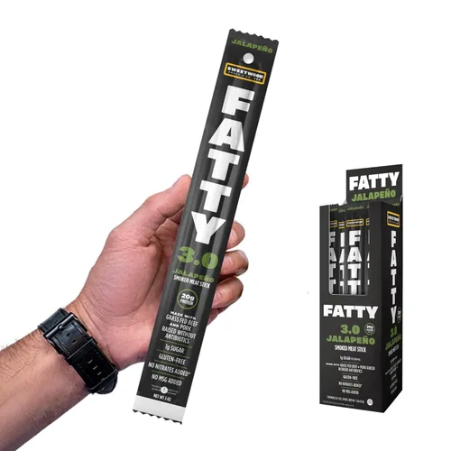 Miniatura 10 de FATTY - Palitos de carne de vacuno, paquete de 20 unidades, carne de res extra grande alimentada con hierba y cerdo sin antibióticos, 3 onzas, sin
