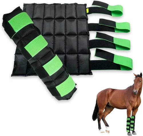 WORLD-BIO Juego de 2 botas de hielo para caballo/bolsa de hielo para caballos para lesiones, paquete frío de botas de hielo de pierna completa con