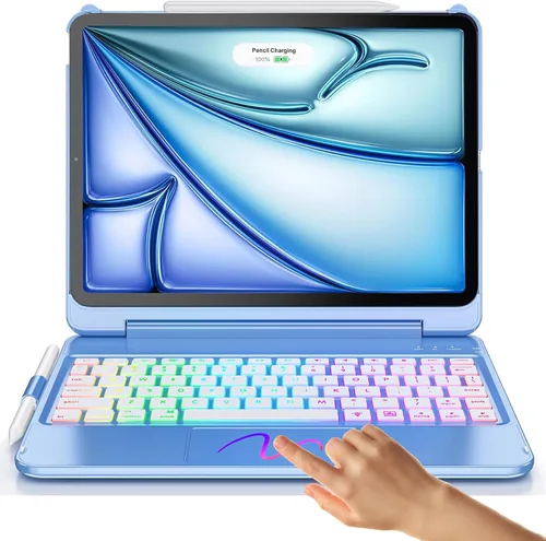 Miniatura 11 de FUWANG Touch para iPad Air de 11 pulgadas y Air de 5ª y 4ª generación con funda y teclado - Solo compatible con teclado retroiluminado de 180 grados