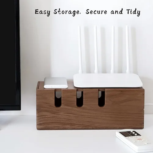 Miniatura 4 de Caja de organización de cables, caja grande de cables y organizador de cables para línea eléctrica, organizador de cajas de cables de madera y caja