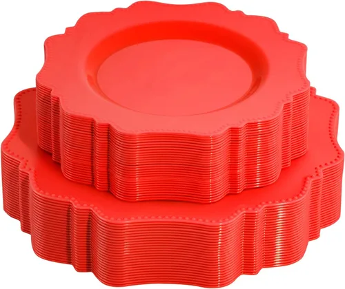 Miniatura 11 de COLOSUS Juego de platos desechables de plástico rosa para fiesta, paquete de 60 (30 invitados), platos para cena y ensalada/postre para primavera