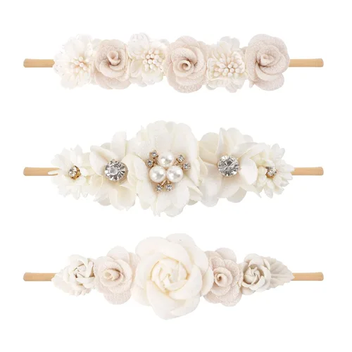 Miniatura 12 de Diadema floral de nailon para bebé, 3 piezas, accesorios para el cabello, regalo para niñas (31#)