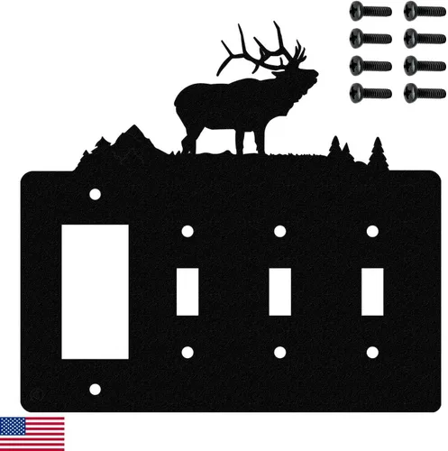Miniatura 12 de Solitary Elk - Placa de pared dúplex individual (potencia única, negro)
