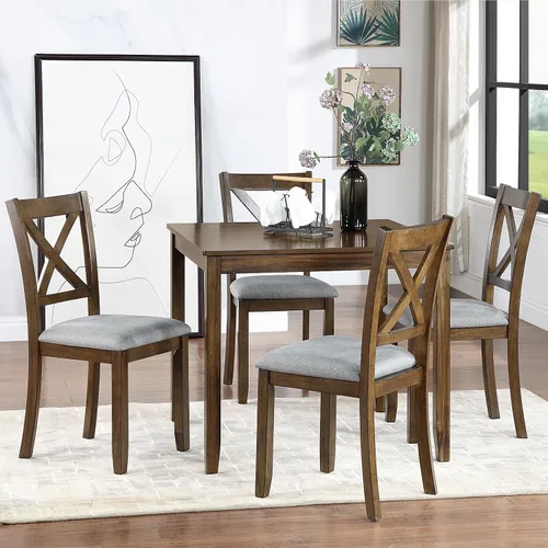 Miniatura 35 de LUMISOL Juego de mesa de comedor de 5 piezas con 4 sillas, juego de mesa de cocina de granja para lugares pequeños, cocina, comedor, negro y roble